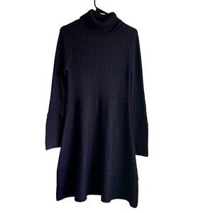 Eliza J Knit Navy Blue Turtleneck Sweater Dress Size Large Cozy Winter Mini